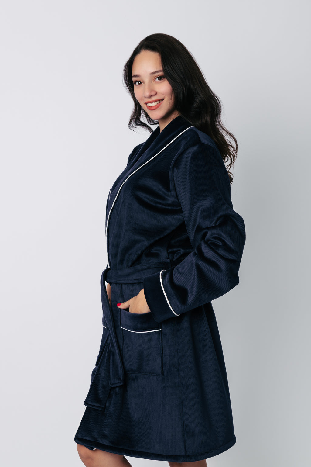Robe - Dark Blue and White