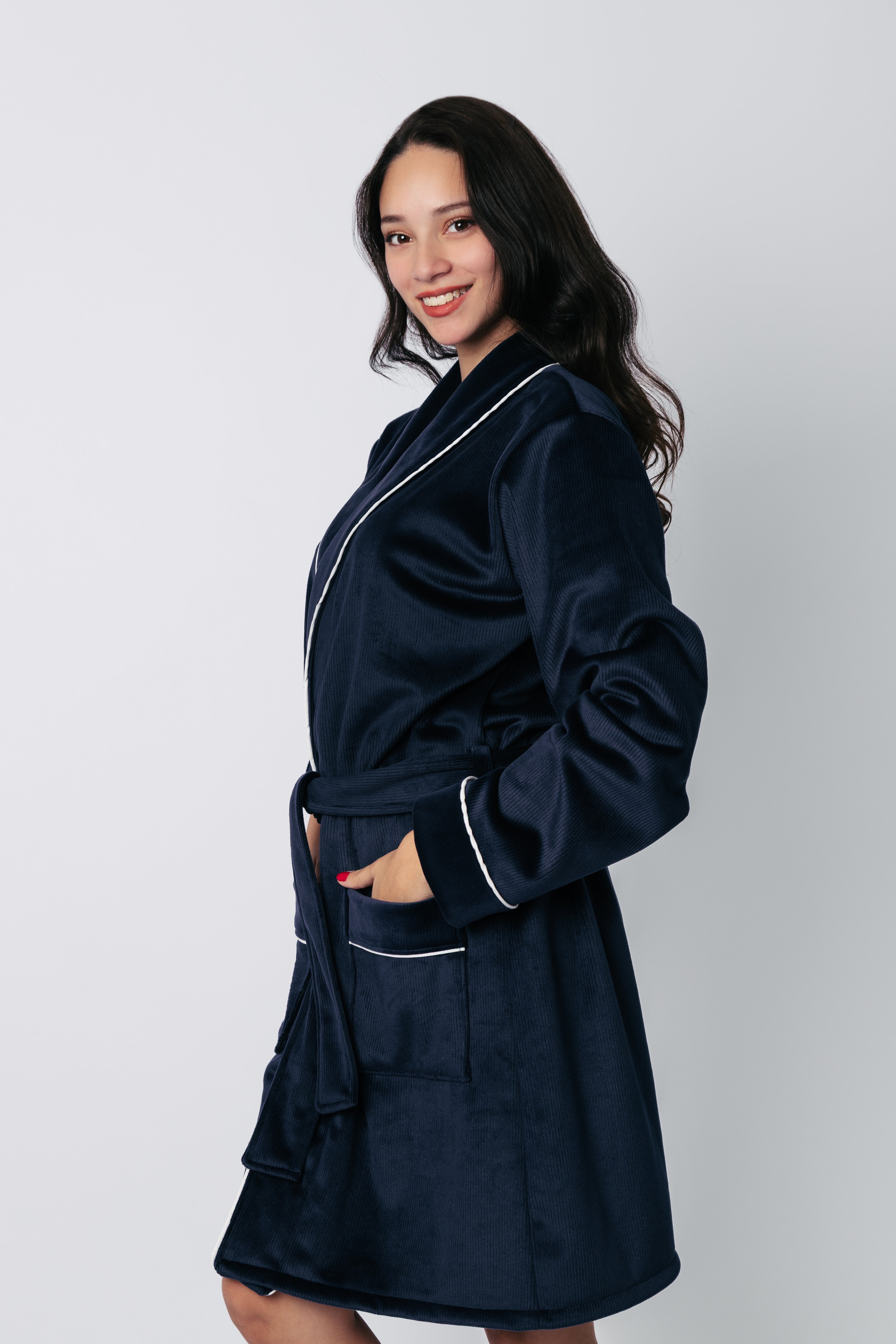 Robe - Dark Blue and White