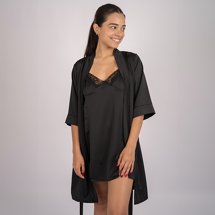 Satin Robe - Black
