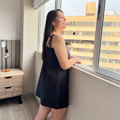 Black Satin Dress Aby