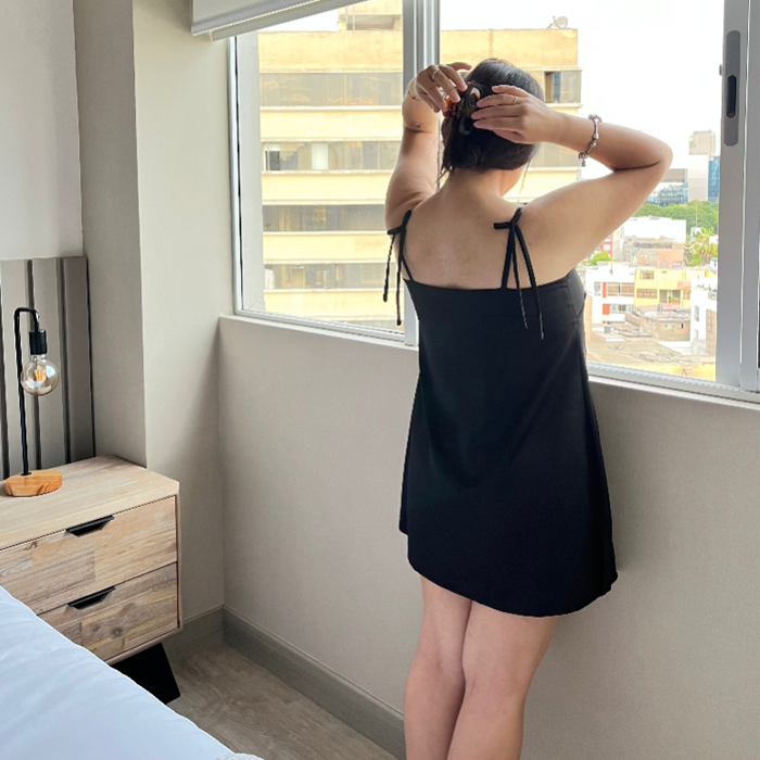 Black Satin Dress Aby